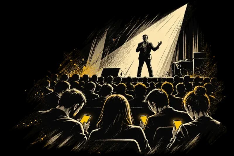 Lorenzo Spinelli on stage during a talk